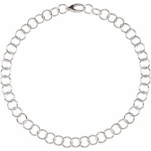 Sterling Silver 12 mm Ring Link 18" Chain