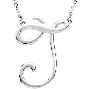 Sterling Silver Script Initial J 16