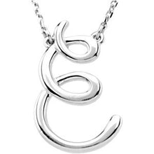 Load image into Gallery viewer, Sterling Silver Script Initial E 16&quot; Necklace
