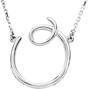 Sterling Silver Script Initial O 16