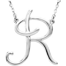 Load image into Gallery viewer, Sterling Silver Script Initial R 16&quot; Necklace
