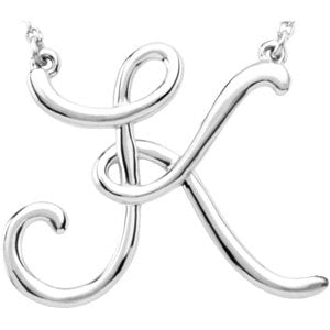 Sterling Silver Script Initial K 16