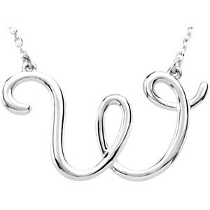 Sterling Silver Script Initial W 16