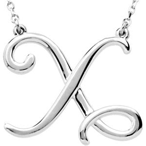 Sterling Silver Script Initial X 16