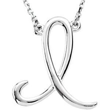 Load image into Gallery viewer, Sterling Silver Script Initial I 16&quot; Necklace
