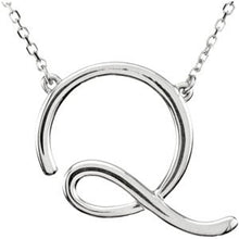 Load image into Gallery viewer, Sterling Silver Script Initial Q 16&quot; Necklace
