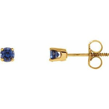 Load image into Gallery viewer, 14K Yellow 3 mm Round Imitation Blue Sapphire Youth Birthstone Earrings
