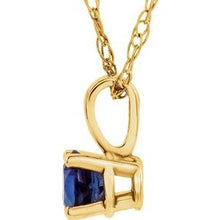 Charger l&#39;image dans la galerie, 14K Yellow 3 mm Round September Imitation Blue Sapphire Youth Birthstone 14&quot; Necklace
