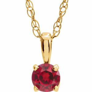 14K Yellow 3 mm Round July Imitation Ruby Youth Birthstone 14