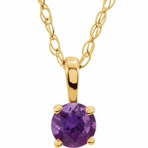14K Yellow 3 mm Round February Genuine Amethyst Youth Birthstone 14