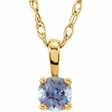 Charger l&#39;image dans la galerie, 14K Yellow 3 mm Round June Imitation Alexandrite Youth Birthstone 14&quot; Necklace
