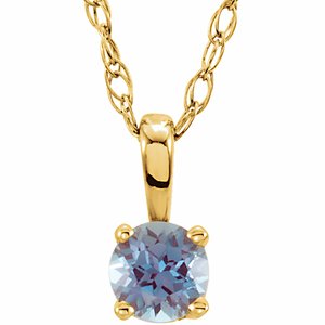 14K Yellow 3 mm Round June Imitation Alexandrite Youth Birthstone 14