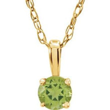 Charger l&#39;image dans la galerie, 14K Yellow 3 mm Round August Genuine Peridot Youth Birthstone 14&quot; Necklace
