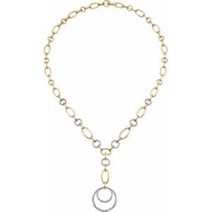 14K Yellow & 14K White 5/8 CTW Diamond 16" Necklace with 2" Drop