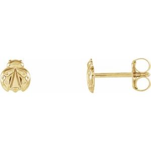 14K Yellow Ladybug Earrings