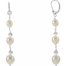 Load image into Gallery viewer, Sterling Silver Freshwater Pearl &amp; Crystal Earrings
