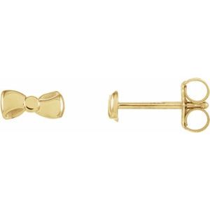 14K Yellow 6.5x3.1 mm Bow Earrings