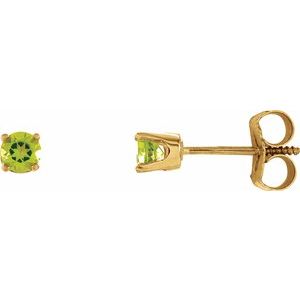 14K Yellow 3 mm Round Peridot Youth Birthstone Earrings