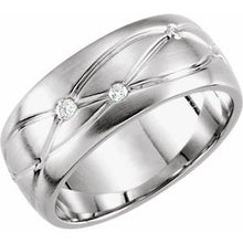 Charger l'image dans la galerie, Platinum 1/5 CTW Diamond Grooved 8 mm Band Size 11
