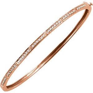 Bracelet jonc diamant 14K rose 1/3 CTW