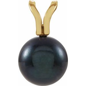 14K Yellow Black Akoya Cultured Pearl Pendant