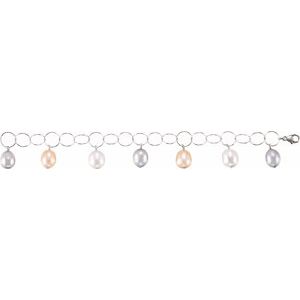 Sterling Silver 10-11 mm Multi-Colored Pearl 7.25" Bracelet