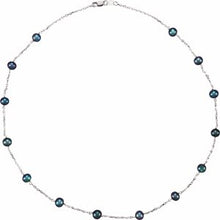 Charger l&#39;image dans la galerie, Sterling Silver Freshwater Black Cultured Pearl Station 18&quot; Necklace
