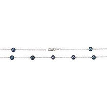 Charger l&#39;image dans la galerie, Sterling Silver Freshwater Black Cultured Pearl Station 18&quot; Necklace
