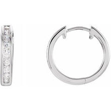 Load image into Gallery viewer, Sterling Silver Cubic Zirconia Hinged Hoop Earrings
