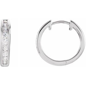 Sterling Silver Cubic Zirconia Hinged Hoop Earrings