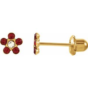 14K Yellow Imitation Crystal January Birthstone Piercing Earrings