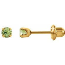 Load image into Gallery viewer, 24K Gold Plated Sterling Silver Imitation Peridot Inverness¬Æ Piercing Earrings
