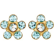 Load image into Gallery viewer, 14K Yellow Imitation Crystal March Birthstone Piercing Earrings
