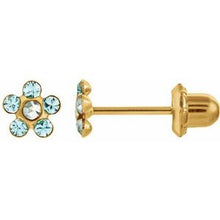Load image into Gallery viewer, 14K Yellow Imitation Crystal March Birthstone Piercing Earrings
