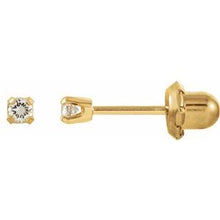 Load image into Gallery viewer, 14K Yellow 2 mm Round Cubic Zirconia Piercing Stud Earrings
