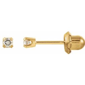 14K Yellow 2 mm Round Cubic Zirconia Piercing Stud Earrings