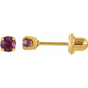 24K Yellow Gold Plated Sterling Silver Imitation Amethyst Inverness¬Æ Piercing Earrings