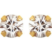 Load image into Gallery viewer, 24K Gold Plated Sterling Silver Imitation White Sapphire Inverness¬Æ Piercing Earrings
