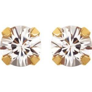 24K Gold Plated Sterling Silver Imitation White Sapphire Inverness¬Æ Piercing Earrings
