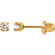Load image into Gallery viewer, 24K Gold Plated Sterling Silver Imitation White Sapphire Inverness¬Æ Piercing Earrings
