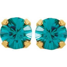 Load image into Gallery viewer, 14K Yellow Imitation Blue Zircon Inverness¬Æ Piercing Earrings
