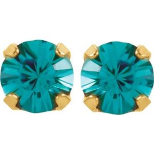 14K Yellow Imitation Blue Zircon Inverness¬Æ Piercing Earrings