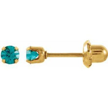 Load image into Gallery viewer, 14K Yellow Imitation Blue Zircon Inverness¬Æ Piercing Earrings
