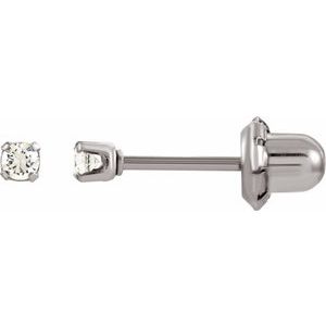 Stainless Steel 2 mm Round Cubic Zirconia Piercing Stud Earrings