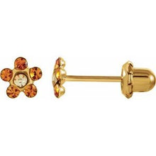 Load image into Gallery viewer, 14K Yellow Imitation Crystal November Birthstone Piercing Earrings
