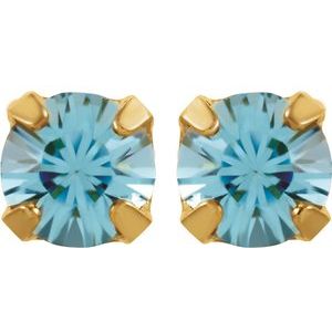 24K Gold Plated Sterling Silver Imitation Aquamarine Inverness¬Æ Piercing Earrings