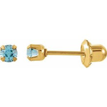 Load image into Gallery viewer, 24K Gold Plated Sterling Silver Imitation Aquamarine Inverness¬Æ Piercing Earrings

