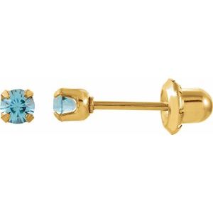 24K Gold Plated Sterling Silver Imitation Aquamarine Inverness¬Æ Piercing Earrings