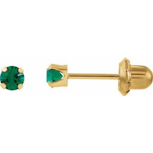 14K Yellow Imitation Emerald Inverness¬Æ Piercing Earrings