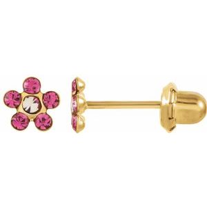 14K Yellow Imitation Crystal October Birthstone Piercing Earrings